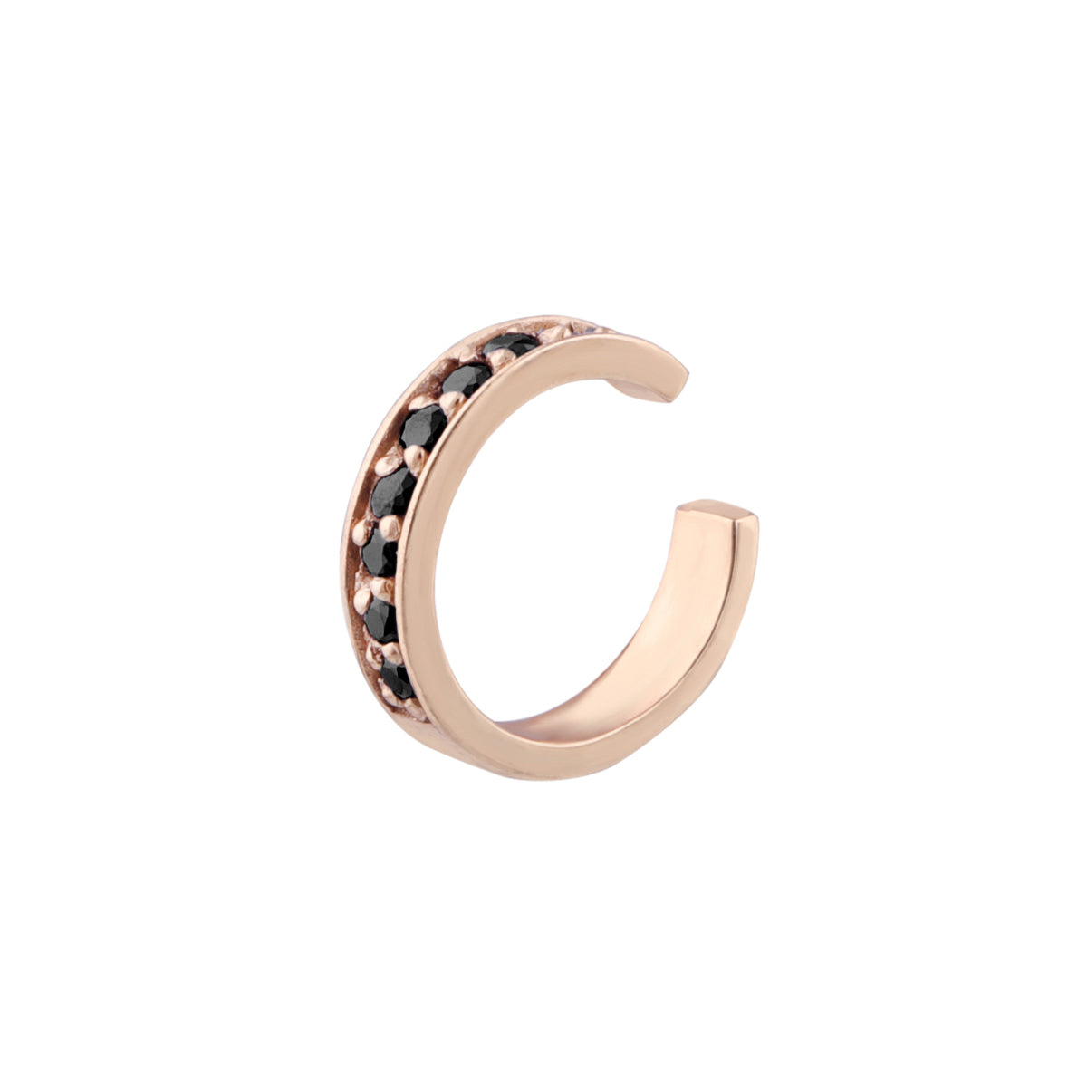 Rose Gold Plated Sterling Silver Black CZ Pave Ear Cuff
