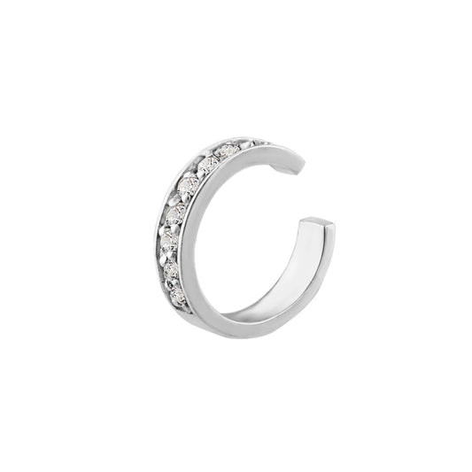 Sterling Silver Clear CZ Pave Ear Cuff