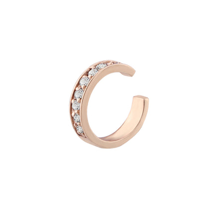 Rose Gold Plated Sterling Silver Clear CZ Pave Ear Cuff