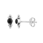 Small Sterling Silver Black Beaded Stud Earrings