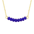 Gold Plated Sterling Silver CZ Sapphire Beaded Necklace