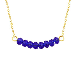 Gold Plated Sterling Silver CZ Sapphire Beaded Necklace