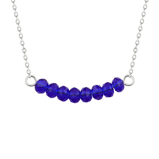 Sterling Silver CZ Sapphire Bead Adjustable 16 Inch Necklace