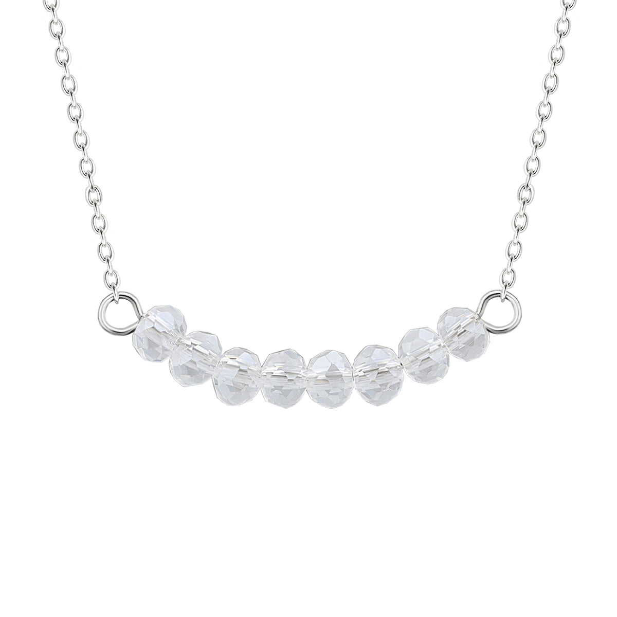 Sterling Silver CZ Bead Adjustable 16 Inch Necklace