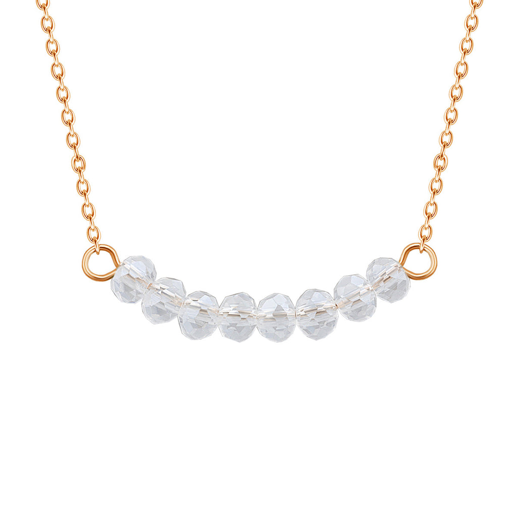 Rose Gold Plated Sterling Silver CZ Beaded 16 Inch Necklace