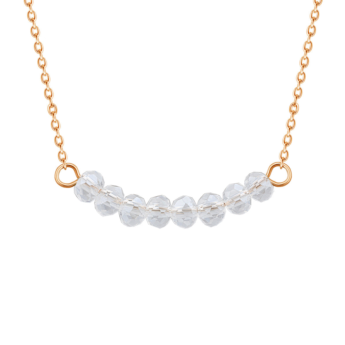 Rose Gold Plated Sterling Silver CZ Beaded 16 Inch Necklace