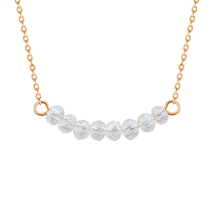 Rose Gold Plated Sterling Silver CZ Beaded 16 Inch Necklace