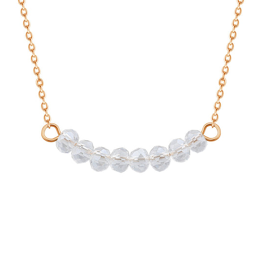 Rose Gold Plated Sterling Silver CZ Beaded 16 Inch Necklace