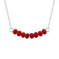 Sterling Silver CZ Garnet Bead Adjustable 16 Inches Necklace
