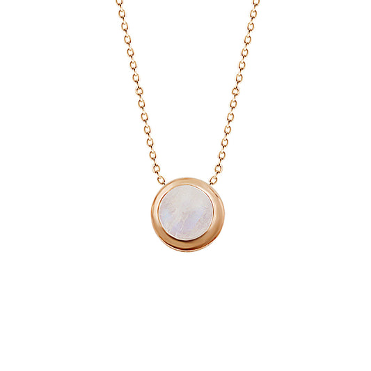 Rose Gold Plated Sterling Silver Moonstone 16 Inch Necklace