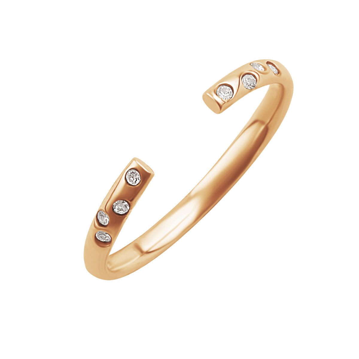 Rosévergoldet Sterlingsilber CZ Offen Verstellbar Ring