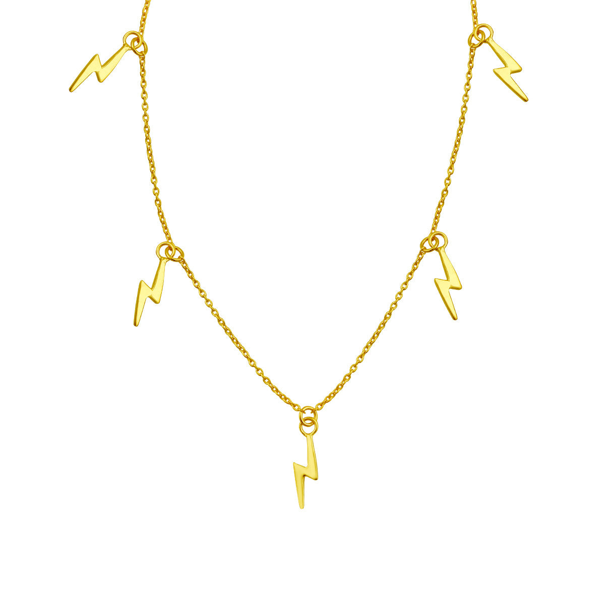 Gold Plated Sterling Silver Multi Lightning 16 Inch Necklace