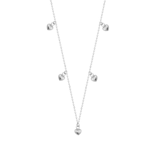 Sterling Silver Multi Heart 16 Inch Adjustable Necklace