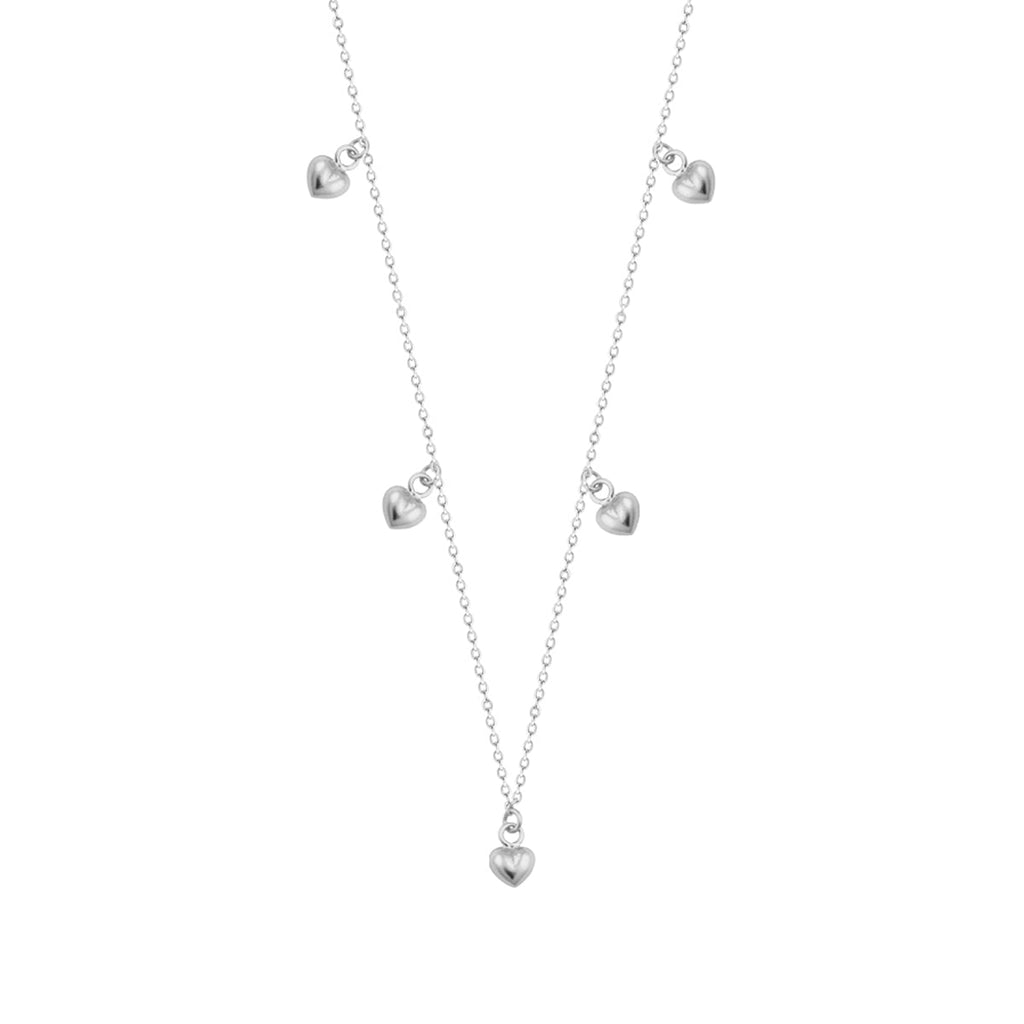 Sterling Silver Multi Heart 16 Inch Adjustable Necklace