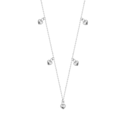 Sterling Silver Multi Heart 16 Inch Adjustable Necklace