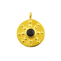 Gold Plated Sterling Silver Black CZ Disc Medallion Charm