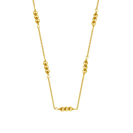Gold Plated Sterling Silver Triple Bead 16 Inch Necklace