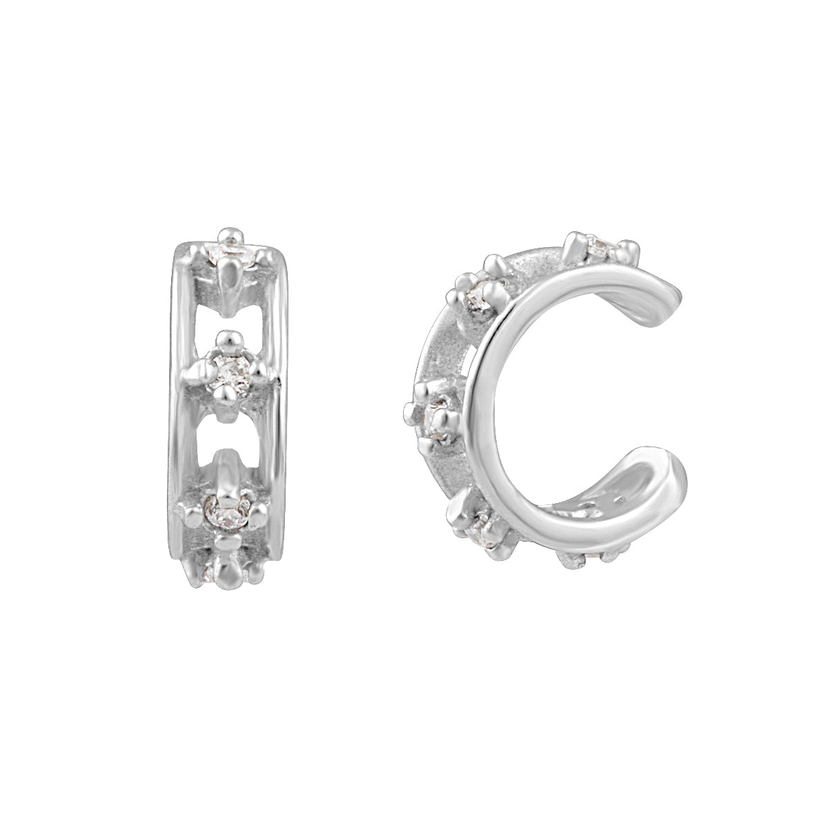 Sterling Silver Double CZ Ear Cuff