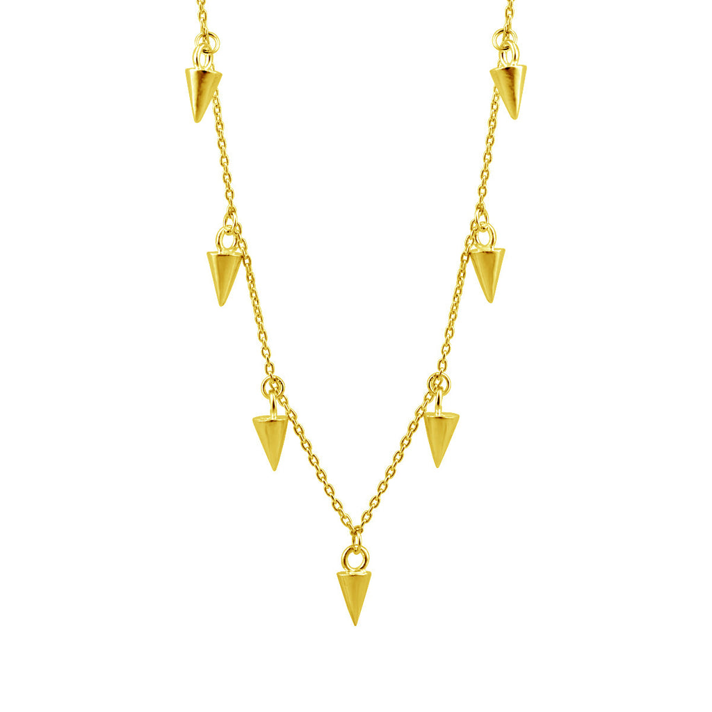 Gold Plated Sterling Silver Multi Spike 16 inch Necklace
