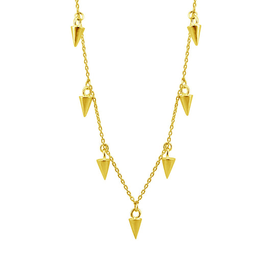 Gold Plated Sterling Silver Multi Spike 16 inch Necklace