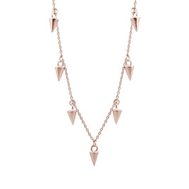 Rose Gold Plated Sterling Silver Multi Spike 16 Inch Necklace