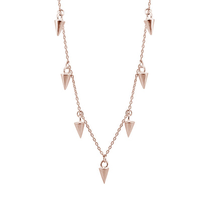 Rose Gold Plated Sterling Silver Multi Spike 16 Inch Necklace