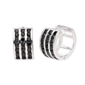 Sterling Silver Black CZ Triple Set 13mm Huggie Earrings