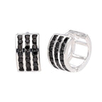 Sterling Silver Black CZ Triple Set 13mm Huggie Earrings