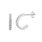 Sterling Silver CZ Open 10mm Hoop Stud Earrings