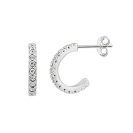 Sterling Silver CZ Open 10mm Hoop Stud Earrings