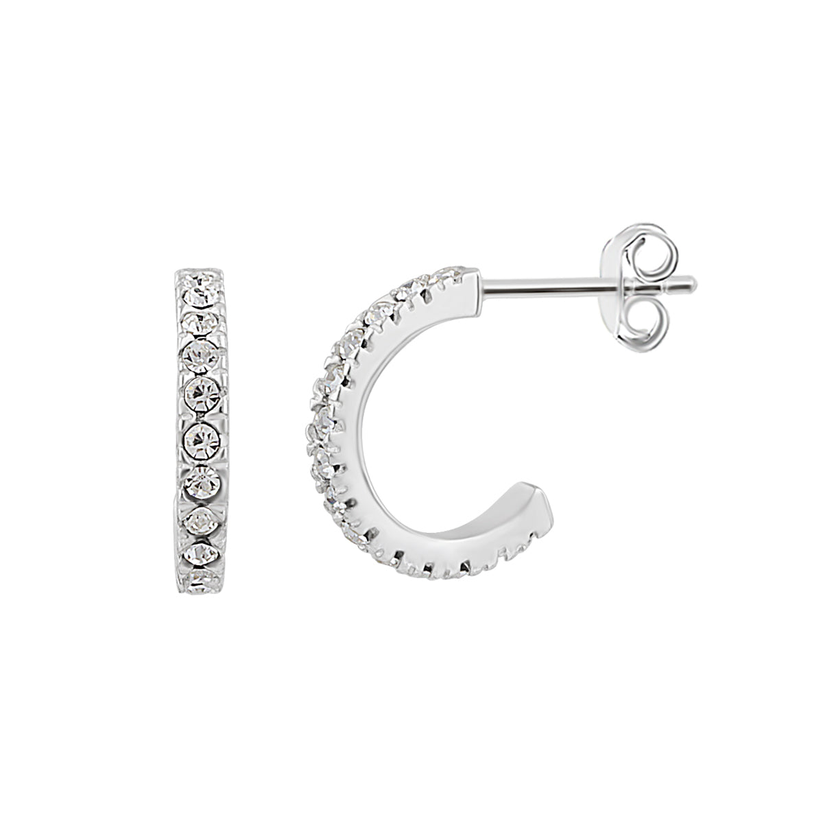 Sterling Silver CZ Open 10mm Hoop Stud Earrings