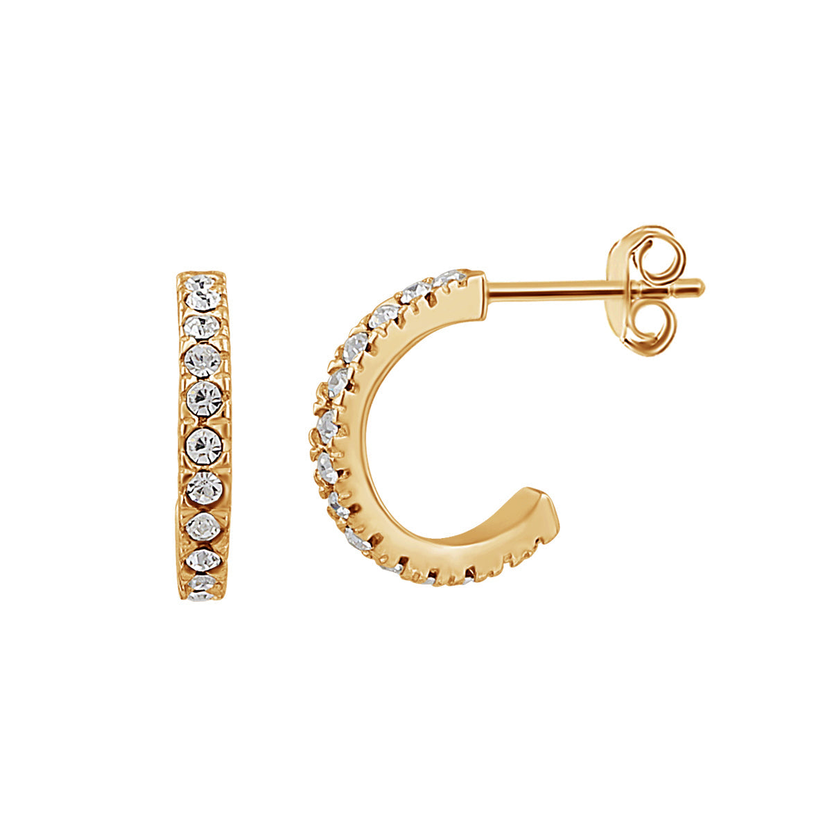 Rose Gold Plated Sterling Silver CZ Open 10mm Stud Earrings