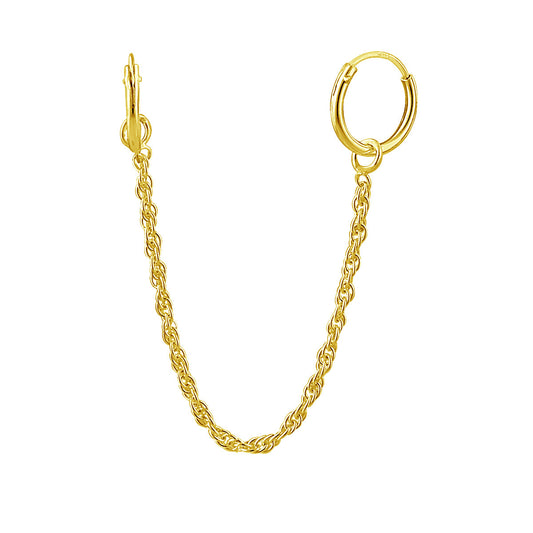 Gold Plated Sterling Silver Singapore Chain Double Hoop Earring
