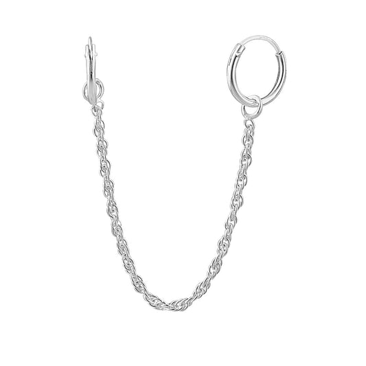 Sterling Silver Singapore Chain Double 10mm Hoop Earring