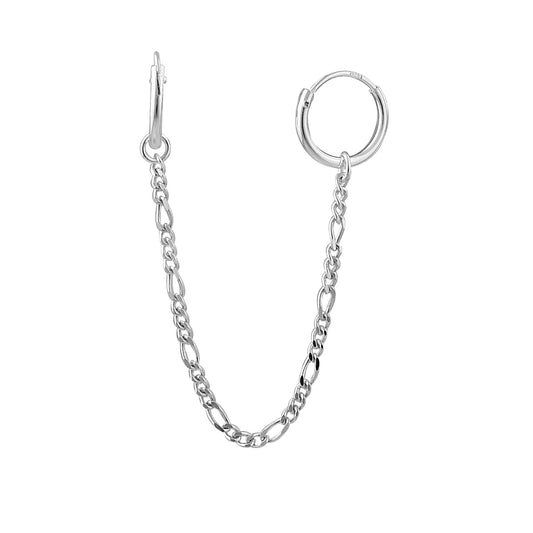 Sterling Silver Figaro Chain Double 10mm Hoop Earring