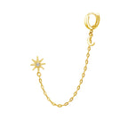 Gold Plated Sterling Silver Ear Cuff Star Stud Chain Earring