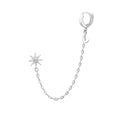 Sterling Silver Moon Ear Cuff Hoop Star Stud Chain Earring