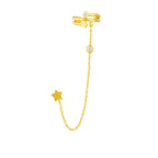 Gold Plated Sterling Silver Shooting Star Ear Cuff Chain Stud Earring