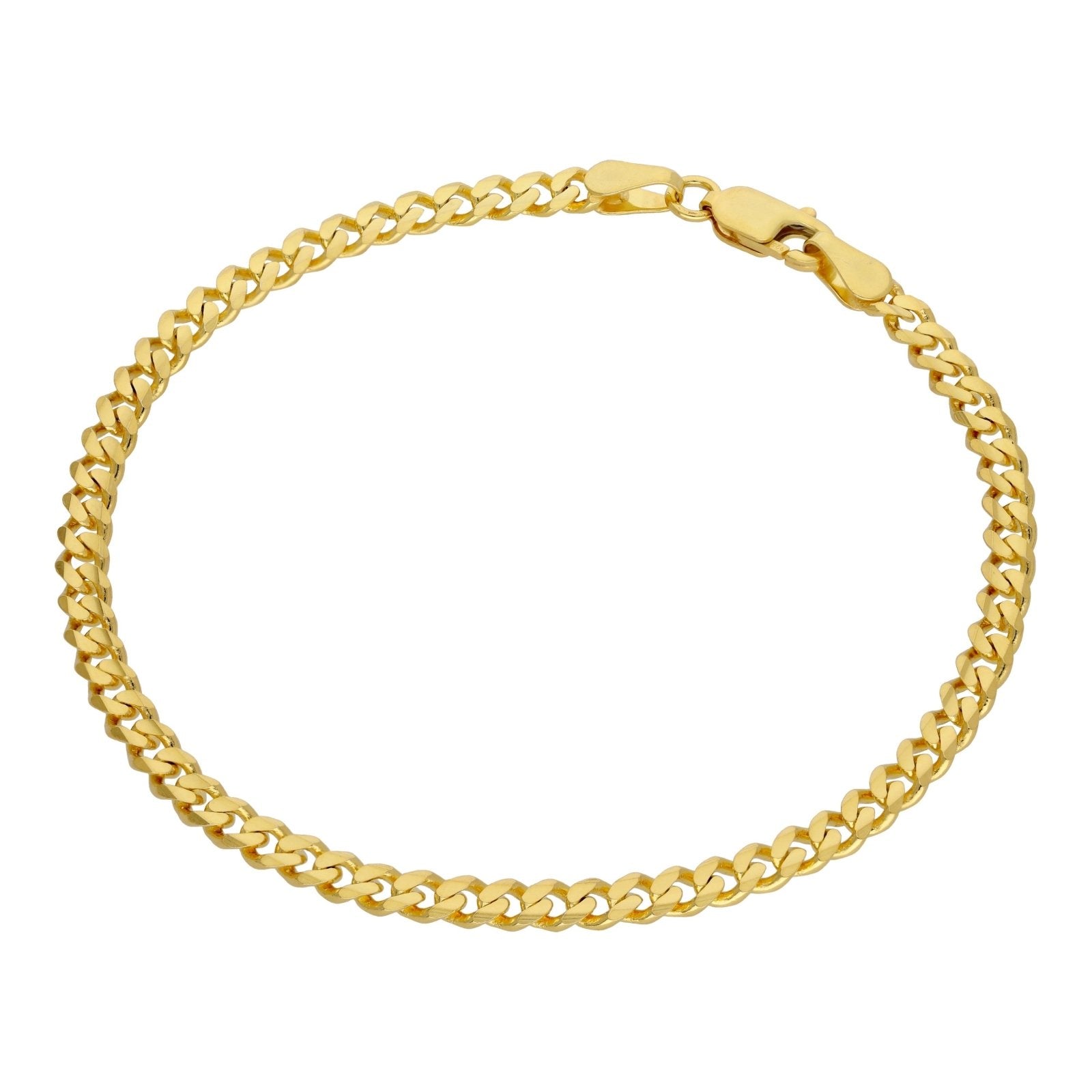 Gold Plated Sterling Silver 3.5mm Curb Bracelet 7 Inches - jewellerybox