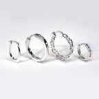 Sterling Silver Square Tube Push Button 25mm Hoop Earrings