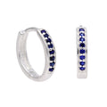 Sterling Silver Sapphire CZ Pave 15mm Huggie Hoop Earrings