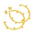 Gold Plated Sterling Silver Bobble 30mm Open Hoop Stud Earrings