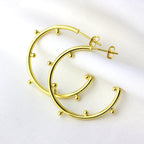 Gold Plated Sterling Silver Bobble 30mm Open Hoop Stud Earrings