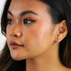 Sterling Silver Rainbow CZ 14mm Hinged Huggie Hoop Earrings
