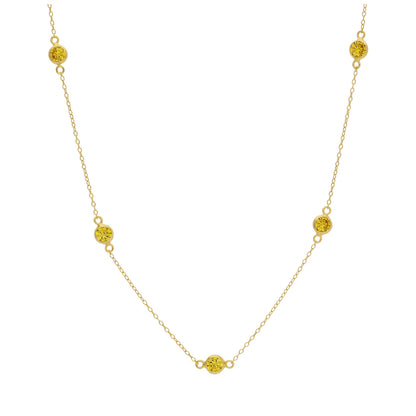 Gold Plated Sterling Silver Multi Citrine CZ Birthstone Necklace