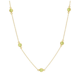 Gold Plated Sterling Silver Multi Peridot CZ Birthstone Necklace