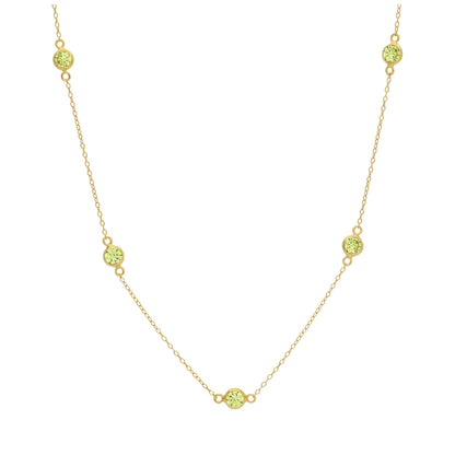 Gold Plated Sterling Silver Multi Peridot CZ Birthstone Necklace
