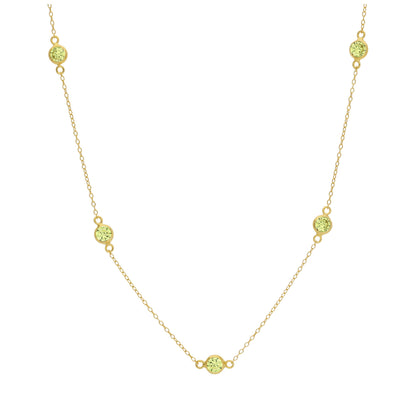 Gold Plated Sterling Silver Multi Peridot CZ Birthstone Necklace