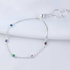 Sterling Silver Multi Rainbow CZ Adjustable Bracelet