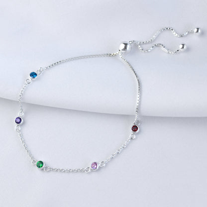 Sterling Silver Multi Rainbow CZ Adjustable Bracelet